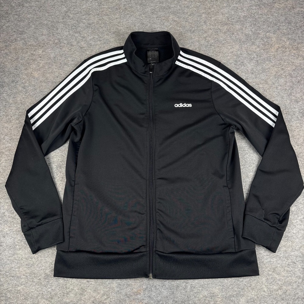 Adidas Essentials Tricot Track Jacket Full Zip Polyester Black Womens XL